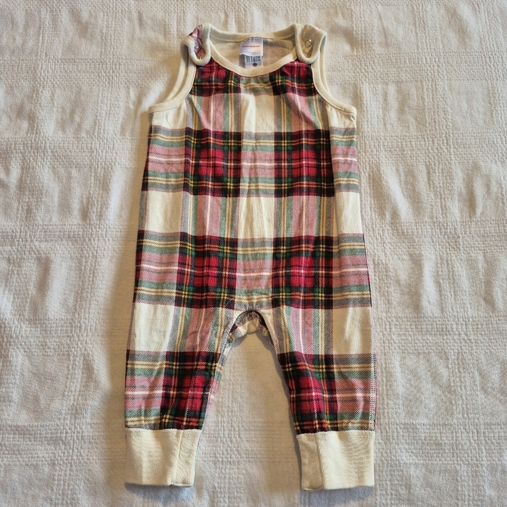Hanna Andersson boys size 70 or 6-12 months tartan plaid one piece boys romper
